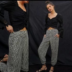 Anthropologie Printed Linen Joggers